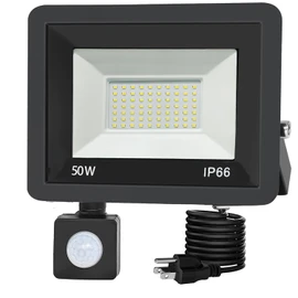 BaRiFanNova Motion Sensor Flood Light Outdoor, 50W Plug in Motion Sensor Light with 5.2ft Cord, IP66 Waterproof Floodlights with Photocell 6000K Super Bright Security Light for Garden Patio