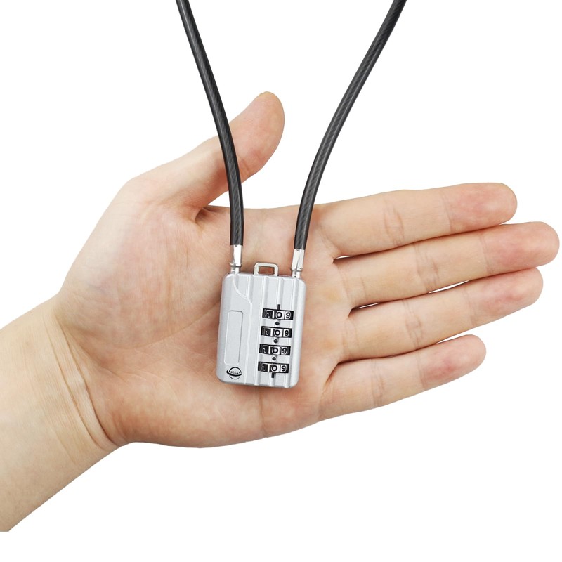 SISAV 50CM/20in Long Cable Locks Cable 4-Digit Combination Lock Re-settable