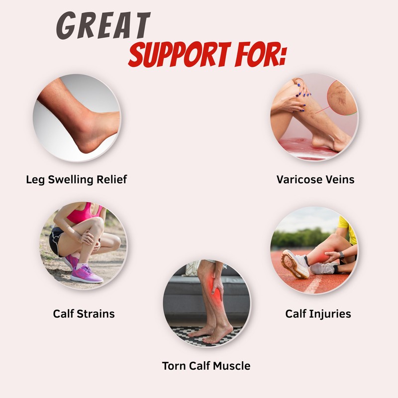 Wonder Care Calf Compression Sleeve, Adjustable Support Brace with 3