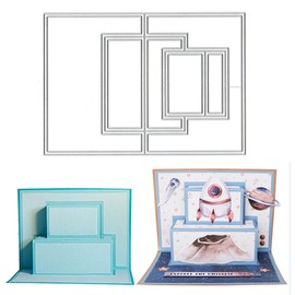 ALIBBON 3D Card Shape Die Cuts for Card Making and Scrapbooking, Geometric Background Cutting Dies Metal Template Molds, Rectangle Die Cuts for DIY Photo Album Paper Embossing Card Making Decoration