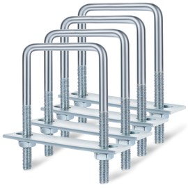 4 Sets M8 Square U Bolts, U Bolts 50mm (2") Width 150mm (5.91") Length, Zinc Plated Carbon Steel U Bolt with Nuts, Plate and Washers (50 x 150mm)