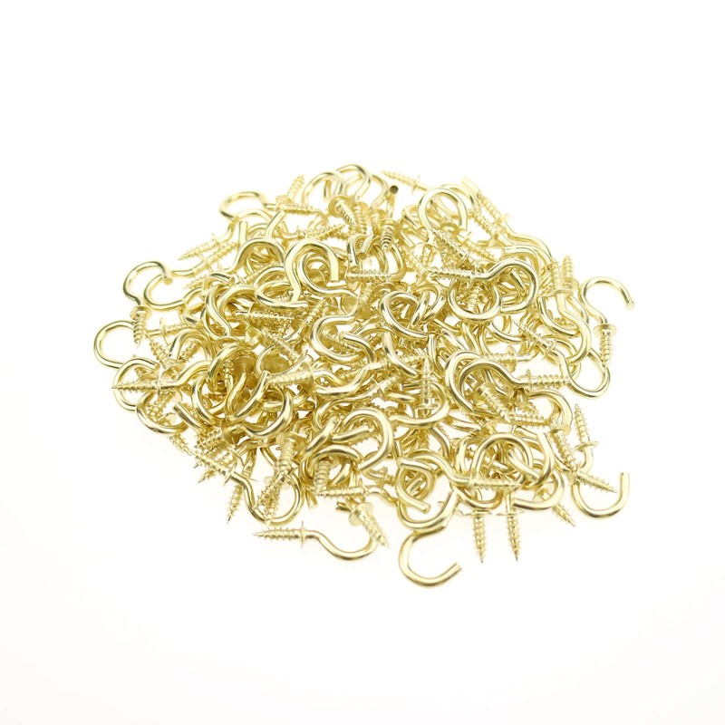 Kukiwhy 200pcs 1/2" Gold Brass Cup Hooks, Modern Decor, Ceiling