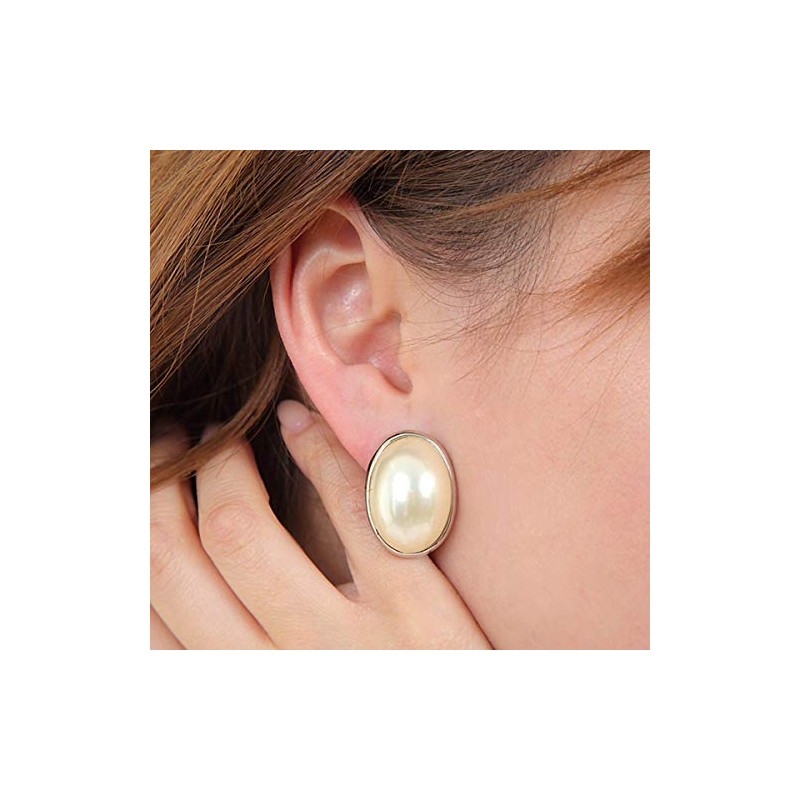 Jewelry Shop M e0101 Pearl, Oval Simple Earrings, Pearl