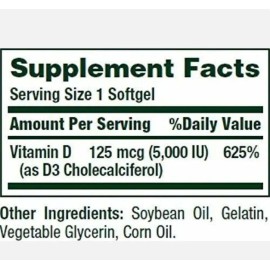 Nature’s Bounty Nature's Bounty Vitamin D3 125mcg 5000iu 400 Gels Strong Bones/Teeth EXP 11/2026