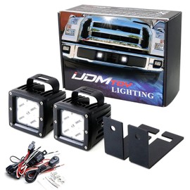 iJDMTOY LED Pod Fog Lamp Kit Compatible with Ford 2015-2020 F150 XLT Lariat or Limited, Incl (2) 20W High Power LED Cubes, Lower Bumper Grille Area Mounting Brackets & On/Off Switch Wiring Kit