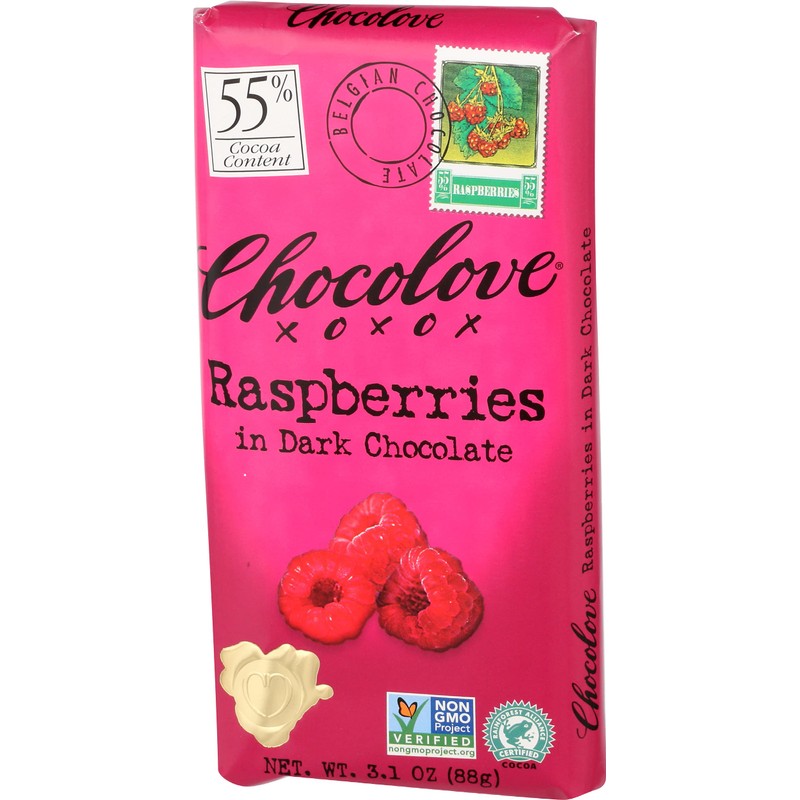 Chocolove Xoxo Raspberries In Dark Chocolate Bar -- 3.1 Oz