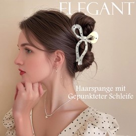 PUSCOBSY Hair Clips for Women Hair Clip Large for Thick Hair 11 cm Hair Bow Hair Clips Non-Slip Strong Hold Hair Clip Wave Dot Black Beige