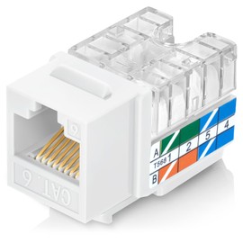 Everest Media Solutions 90° Angled CAT6 Keystone Jack in White - Slim Profile RJ45 Female Connector - Compatible with 90° Angled Speed Termination Tool - easyJACK (B094WB91H3) - 10-Pack