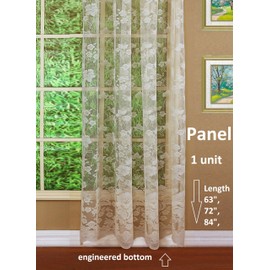 Today's Curtain Floral Vine Lace Panel 84", Ivory, 60W x 84L