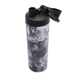 BUILT 24 Ounces Wide Mouth Dualid Double Wall Vacuum Insulated Stainless Steel Bottle with Straw Lid and Chug Lid, Black and White Nightfall Tie Dye