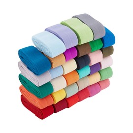 BENECREAT 37 Yards/34m 20mm Wide Foldover Ribbon Elastic Stretch 34 Colors FOE Elastic Band for Hair Ties Headbands