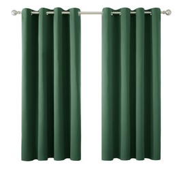 Deconovo Deconovo Green Curtains Thermal Insulated Eyelet Blackout Curtains for Bedroom 46 x 54 Inch Forest Green Two Panels