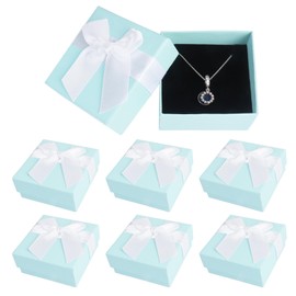 6 Pack Small Gift Boxes, 7.5x7.5x3.5cm Jewellery Gift Box with Lids Ring Earring Bracelet Gift Box, Small Gift Boxes for Jewellery(Blue)