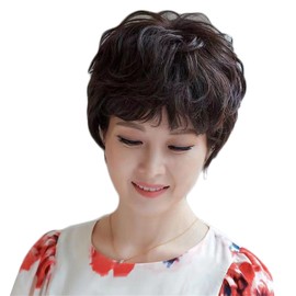 Full Wig, Women's, Short, Medium-Aged, Mother's Wig, Curly Wig, Bob, Curly Hair, Wig, Hair Piece, Curly, Full Wig, Women's Clothes, Wavy, Fluffy, Natural, Heat Resistant, Lightweight, Medical Use