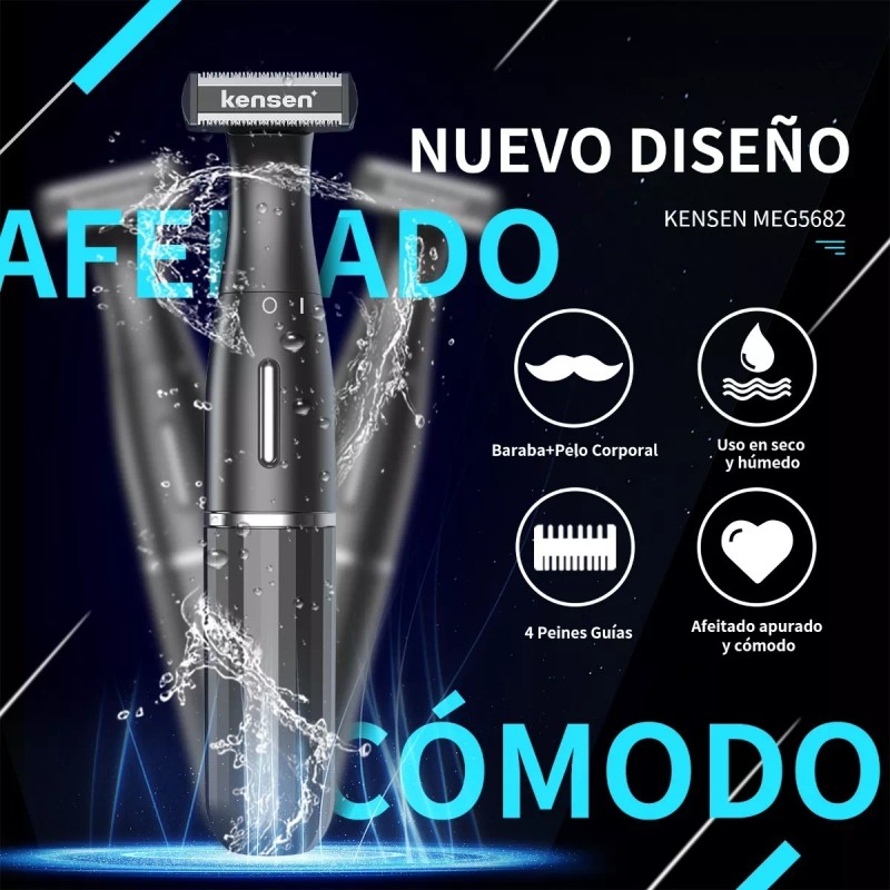 Kensen Rasuradora Eléctrica Barba Y Pelo Corporal Con Peines Guías