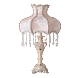 JHMYOB White Victorian Style Table Lamp Art Deco European Lamp with Lace Traditional Fabric Tiffany Table Lamp for Bedroom Living Room Office（E27 110V 13inch）