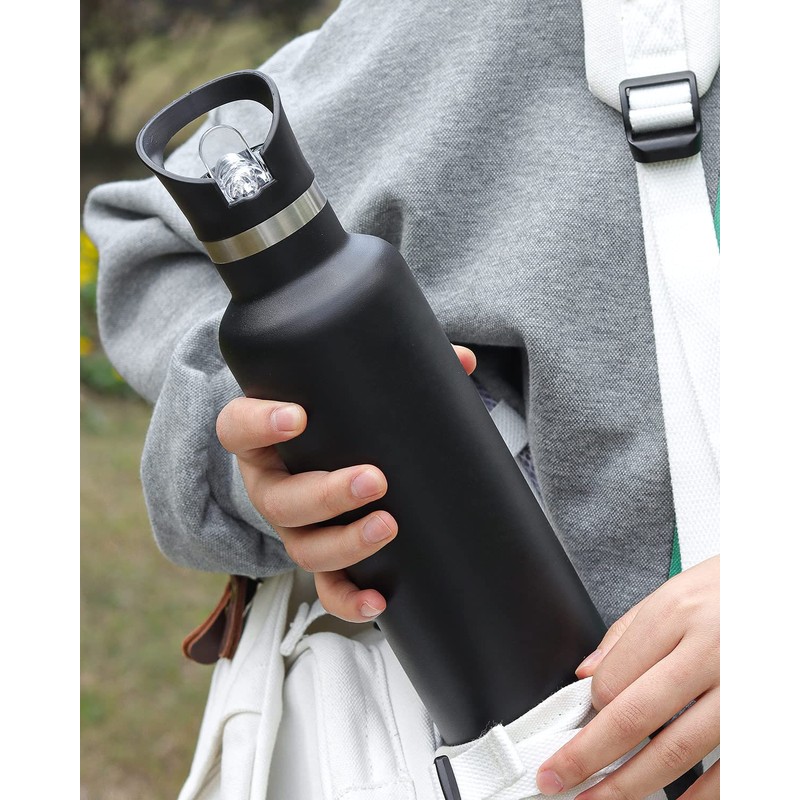 Sivaphe Insulated Water Bottle with Straw and 2 Lids Stainless