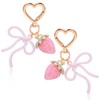 MBAIYO 2pcs Pink Strawberry Keychain, Bow Key Chain, Cute Strawberry