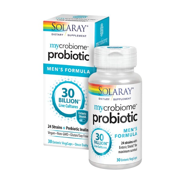 Solaray Mycrobiome Probiotic Mens Formula | Specially Formulated for Men | Healthy Digestion, Immune Function & More | 30 Billion CFU | 30 VegCaps