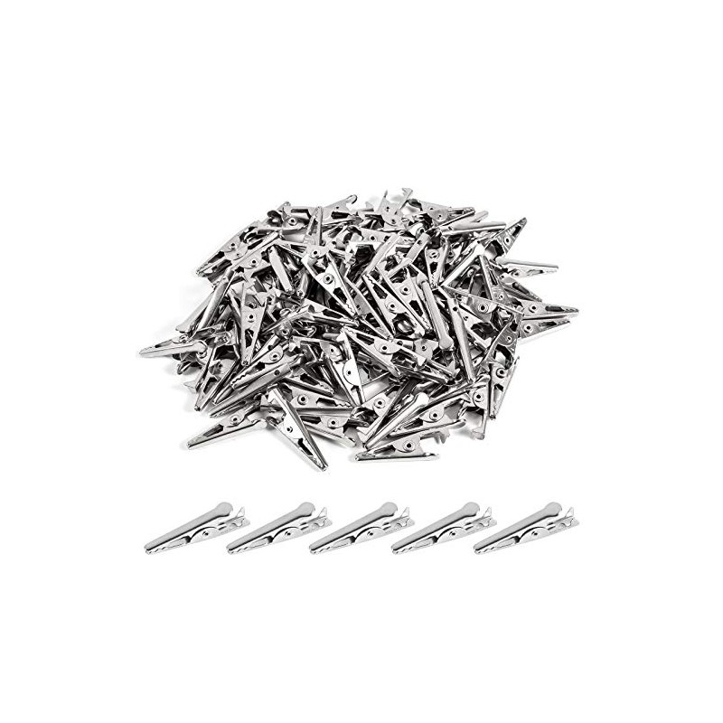 100PCS 1.06IN / 27mm Mini Metal Alligator Clips, Crocodile Clamps