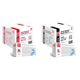 Basic Medical Synmax Vinyl Exam Gloves - Latex-Free & Powder-Free - X-Large (1000 pcs) and Large (1000 pcs), BMPF-3004 & BMPF-3003