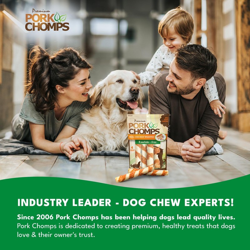 Pork Chomps Baked Pork Skin Dog Chews, 6-inch Twists, Real