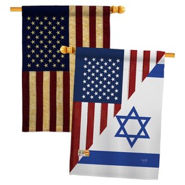Breeze Decor US Israel Friendship GF House Flag Pack Regional Nation International World Country Particular Area Vintage Applique Banner Small Garden Yard Gift Double-Sided, Made in USA