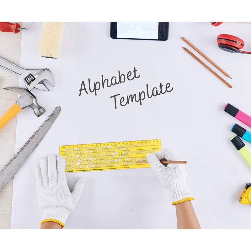 Traceease Upper Case,Numbers English Lettering Template Drafting Tools Alphabet Stencils-7mm-8mm-9mm