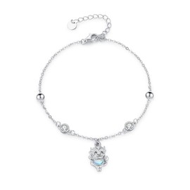 ABIGY Highland Cow Anklet 925 Sterling Silver Cow Anklet Moonstone Anklet Highland Cow Jewellery for Women