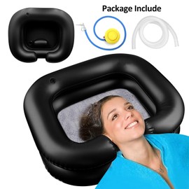 BIRDDIE Inflatable Hair Washing Shampoo Basin, Portable Hair Washing Bowl for Bedridden, Disabled, Injured, Elderly, Hair Shampoo Bowl for Dreadlocks and at Home Hair Washing Sink (Black)