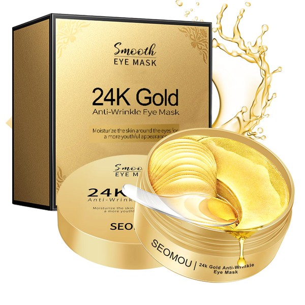 Augenpads, 60 Pcs Augenpads Gegen Augenringe Tränensäcke, 24k Gold Eye