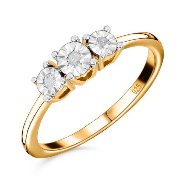 TJC Three Stone Ring for Women Size L with White