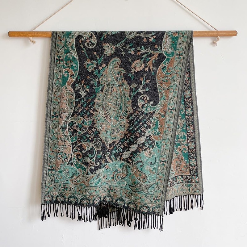 GFM® Cashmere Texture Paisley Floral Shawl Scarf for Autumn Winter