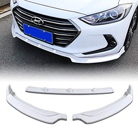 EPARTS 3 Pieces Style White ABS Front Bumper Lip Spoiler Side Body Kit Trim Protection Compatible with 2017-2018 Hyundai Elantra