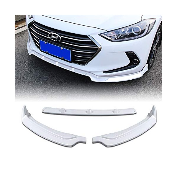 EPARTS 3 Pieces Style White ABS Front Bumper Lip Spoiler