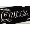 Queen Crown Car Diamond Etched Engraved on Black Aluminum Metal