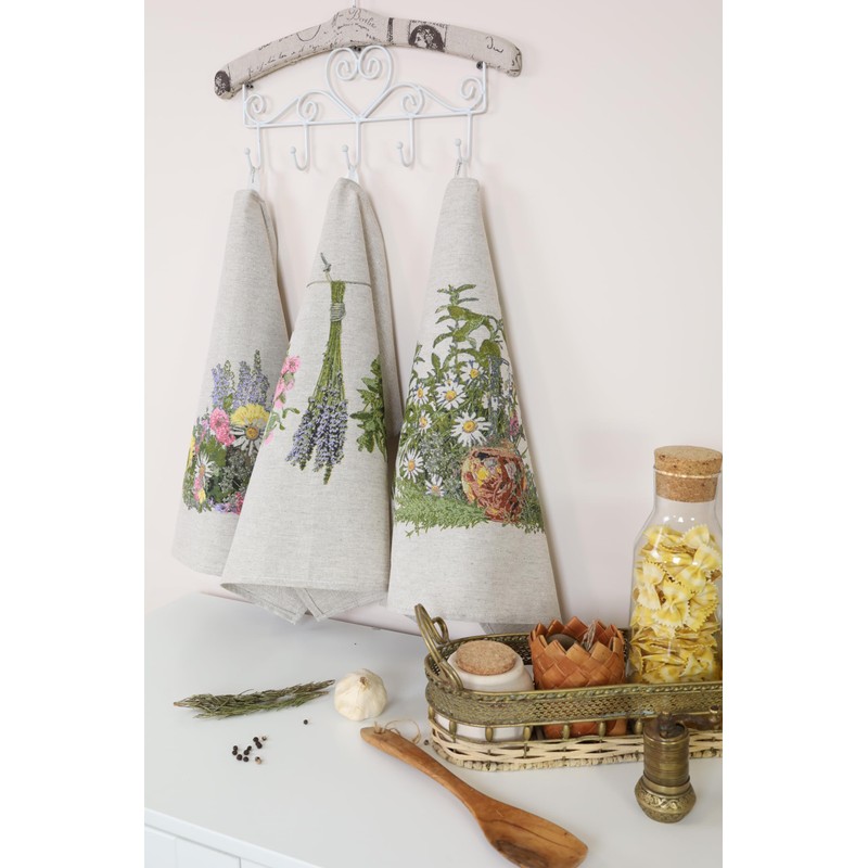 textile idea - Set of 3 Half-Linen Tea Towels 46