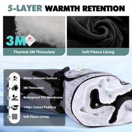 Hikenture Guantes de esquí para hombres y mujeres, guantes de snowboard impermeables Thinsulate, guantes de snowboard con visualización táctil aislados para clima frío, guantes de esquí cálidos a prueba de viento con bolsillo