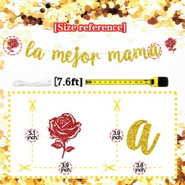 La Major Mama Banner, Mom I Love You/Best Mom Ever, Happy Mother's Day Party Decorations Backdrop Garlands Sign, Gold Glitter