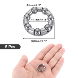 sourcing map Bicycle Crank Ball Bearing 3/16Inch (5mm) x 7 Balls, 6pcs Replacement Ball Bearings for Bottom Bracket Bearings Bike Wheel Frame Bearing Repair