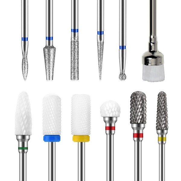 GeekerChip 12 Nail Drill Set, Drill Bits for Nails, 2