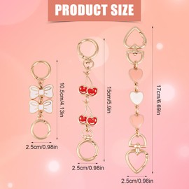 3pcs Bag Extender Chains, Cherry & Bow & Heart Shape Purse Strap Extenders Crossbody Shoulder Bag Extension Replacement for Women Wallet Handbags Purse Making Supplies Accessories