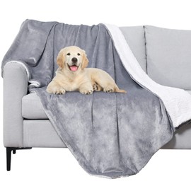 METCHIC Waterproof Dog Blanket for Large Dogs, Ultra Soft Sherpa Fleece Puppy Blanket, Pet Throw Blanket Furniture Protector (Light Grey, 40"x 47")