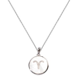 XISAINI 925 Sterling Silver Round Necklace with Twelve Constellations for Women (Aries)