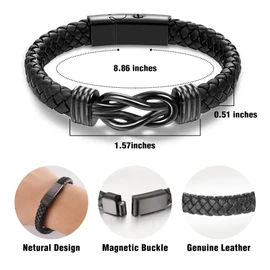 abooxiu Urn Bracelet for Ashes Leather Cremation Bracelet for Human Ashes Stainless Steel Ashes Bracelet Memorial Cremation Jewelry Keepsake Bangle for Men Women