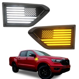 Smorked Led Fender Lights Fit For 2019 2020 2021 2022 2023 Ford Ranger xl xlt Lariat Tremor Accessories Side Fender vents Marker with Turn Signal Lights (For xl xlt lariat tremor only)
