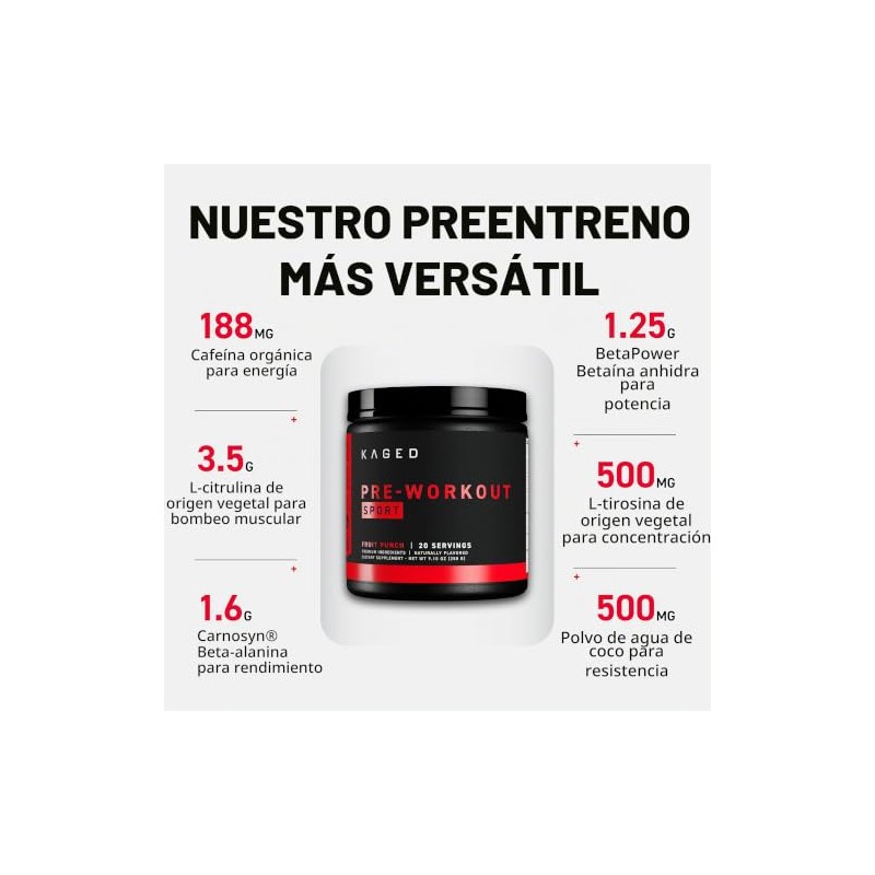 Kaged Polvo Deportivo Pre-entrenamiento para Hombres y Mujeres