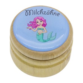 GICO Milk Tooth Box, Tooth Box, Milk Teeth, Picture Box with Various Motifs, Wooden for Boys and Girls with Screw Cap 44 mm (Mermaid)