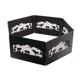 Blue Sky Outdoor Living 36" x 12" Zion Portable Folding Fire Ring, Steel Mesh Foldable Fire Ring, Northern Woods, Black