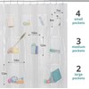 9 Mesh Pockets Shower Curtain or Liner with Waterproof Fabric,